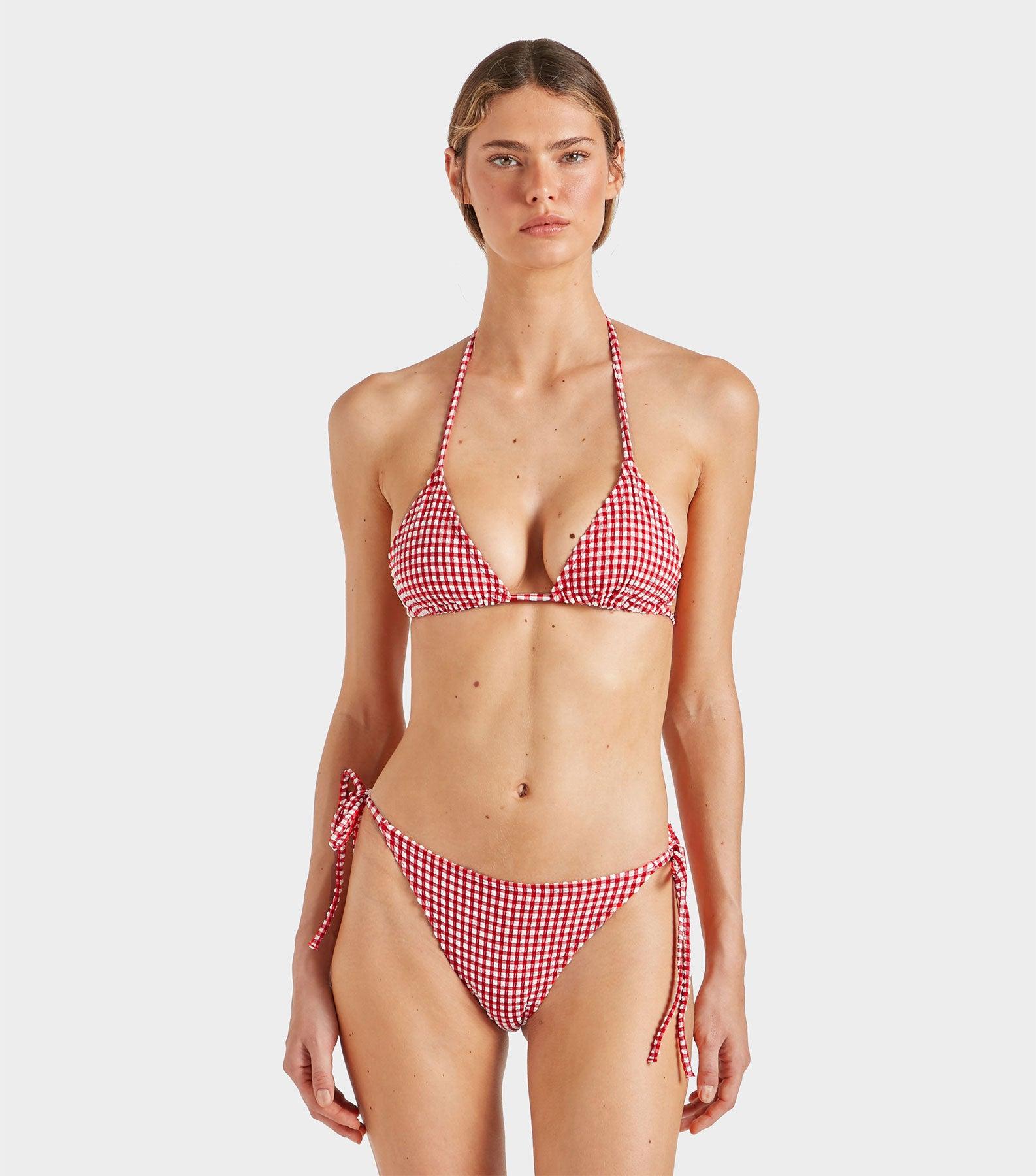 Gingham Seersucker Sabrina Bikini - Red Gingham Product Image