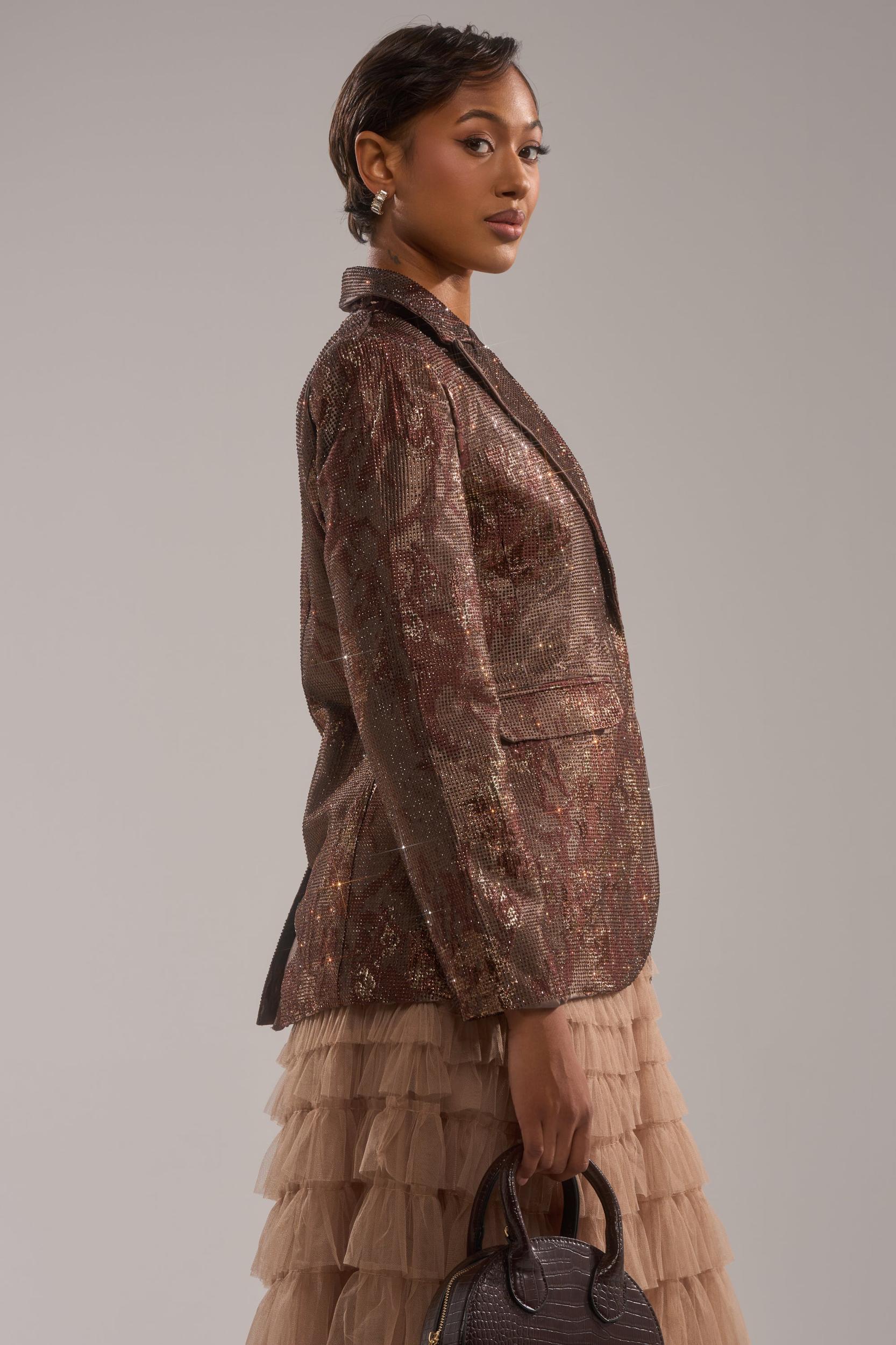 CELESTE EMBELLISHED BROCADE BLAZER Product Image