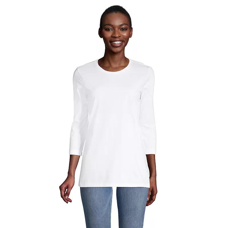 Petite Lands' End 3/4-Sleeve Supima Cotton Crewneck Tunic, Women's,  Product Image