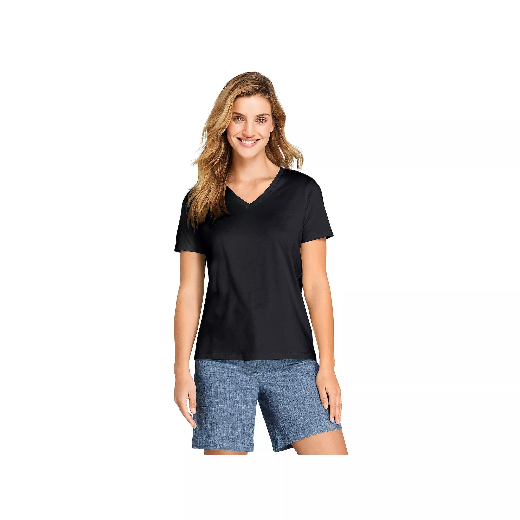 Petite Lands' End Relaxed-Fit Supima Cotton V-Neck Tee, Women's,  Product Image