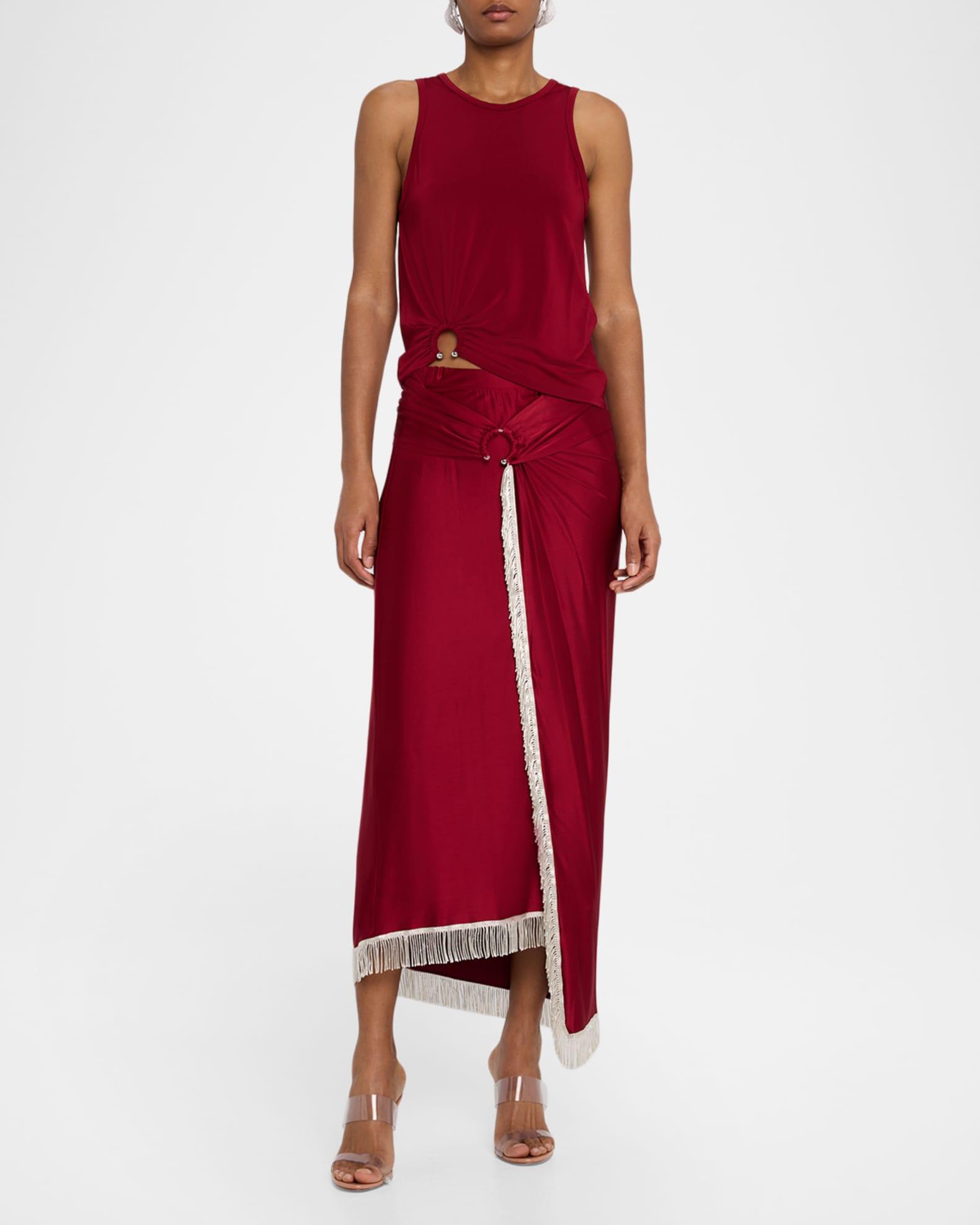 Fringed Maxi Wrap Skirt Product Image
