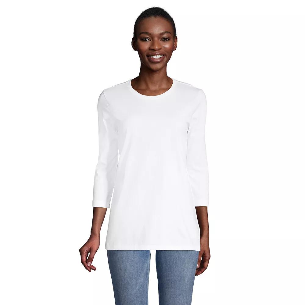 Petite Lands' End 3/4-Sleeve Supima Cotton Crewneck Tunic, Women's,  Product Image