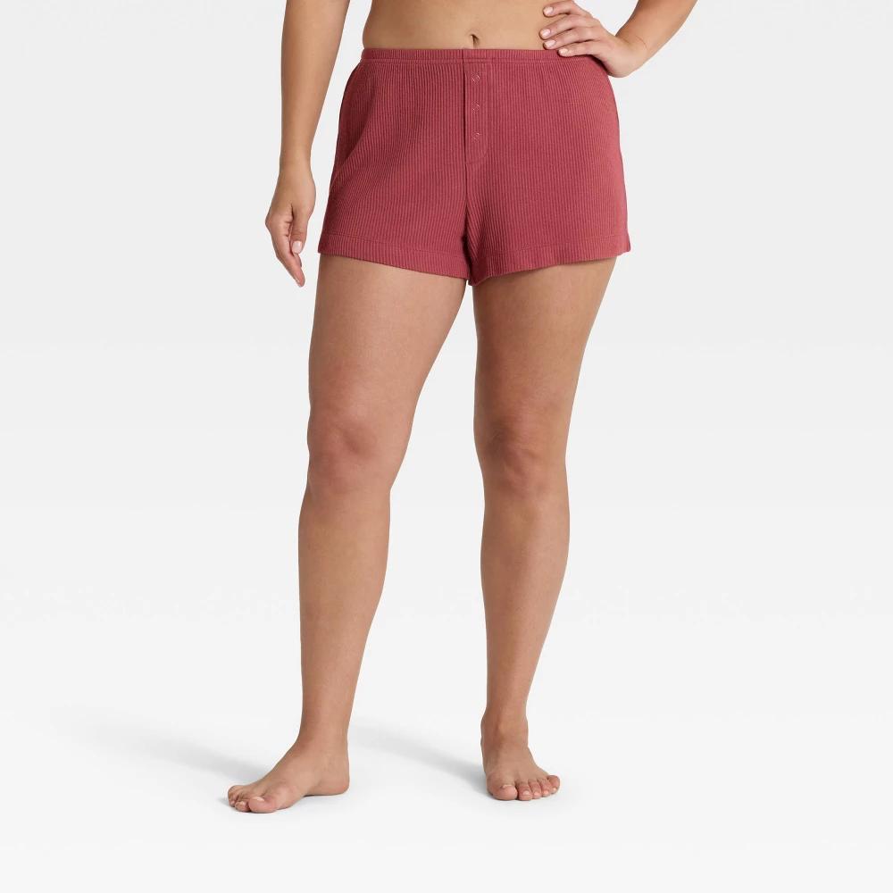 Women's Cozy Ribbed Shorts - Auden™ Brown 2X Product Image