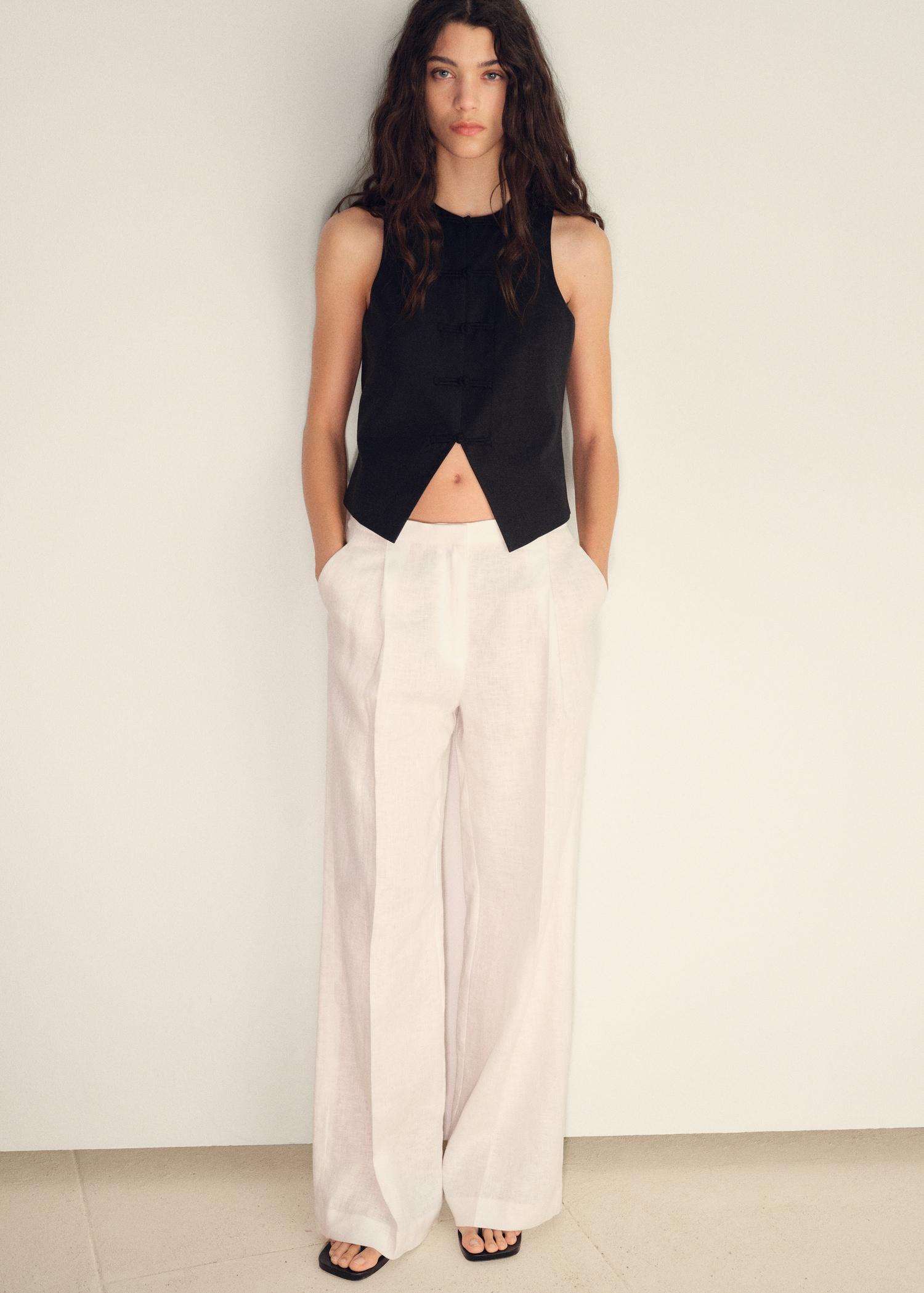 Linen-blend suit vest - Women | MANGO USA Product Image