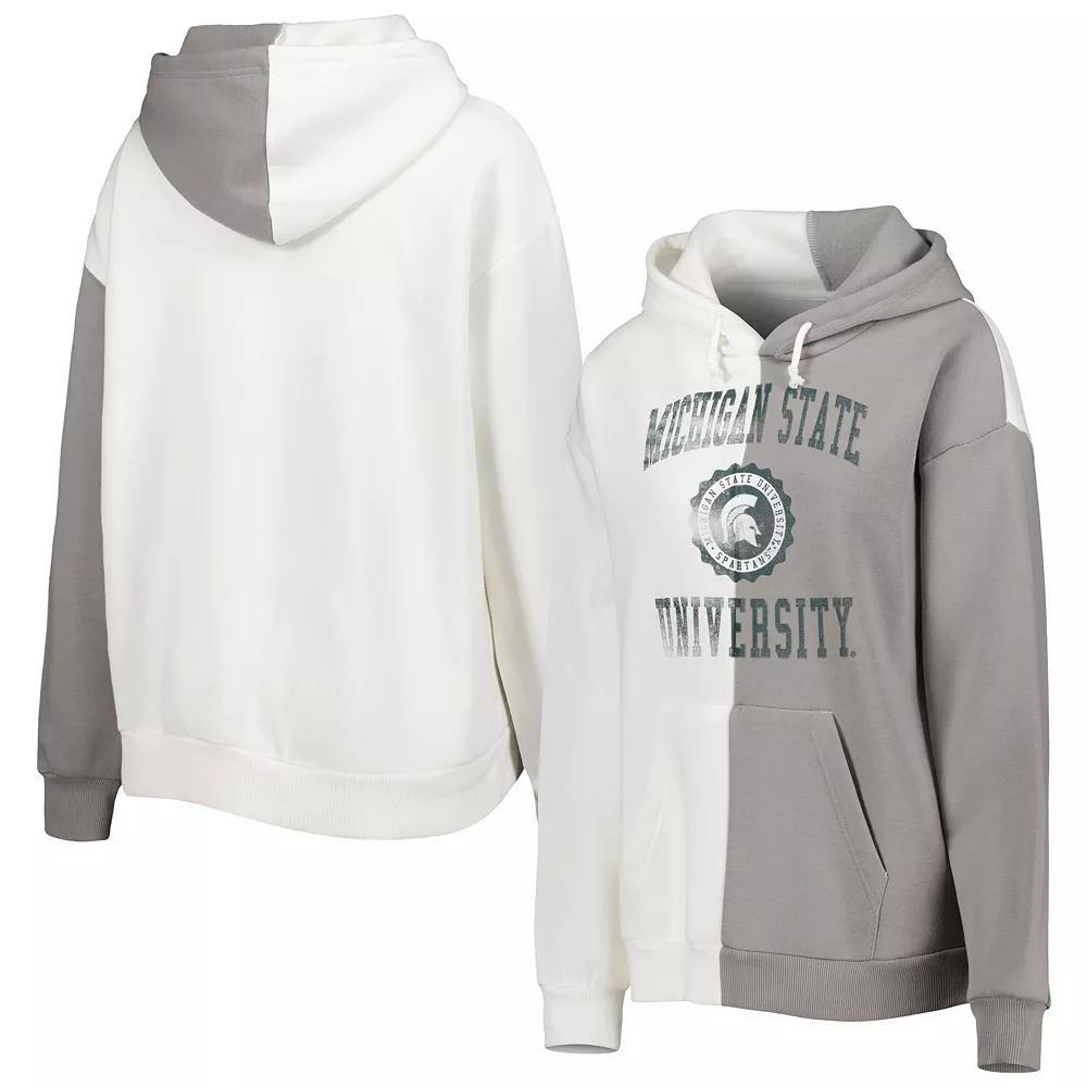 Women's Gameday Couture Gray/White Michigan State Spartans Split Pullover Hoodie, Size: Large Product Image