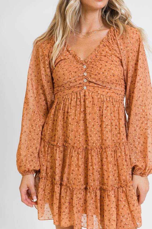 Next Time Brown Printed Mini Dress FINAL SALE Product Image