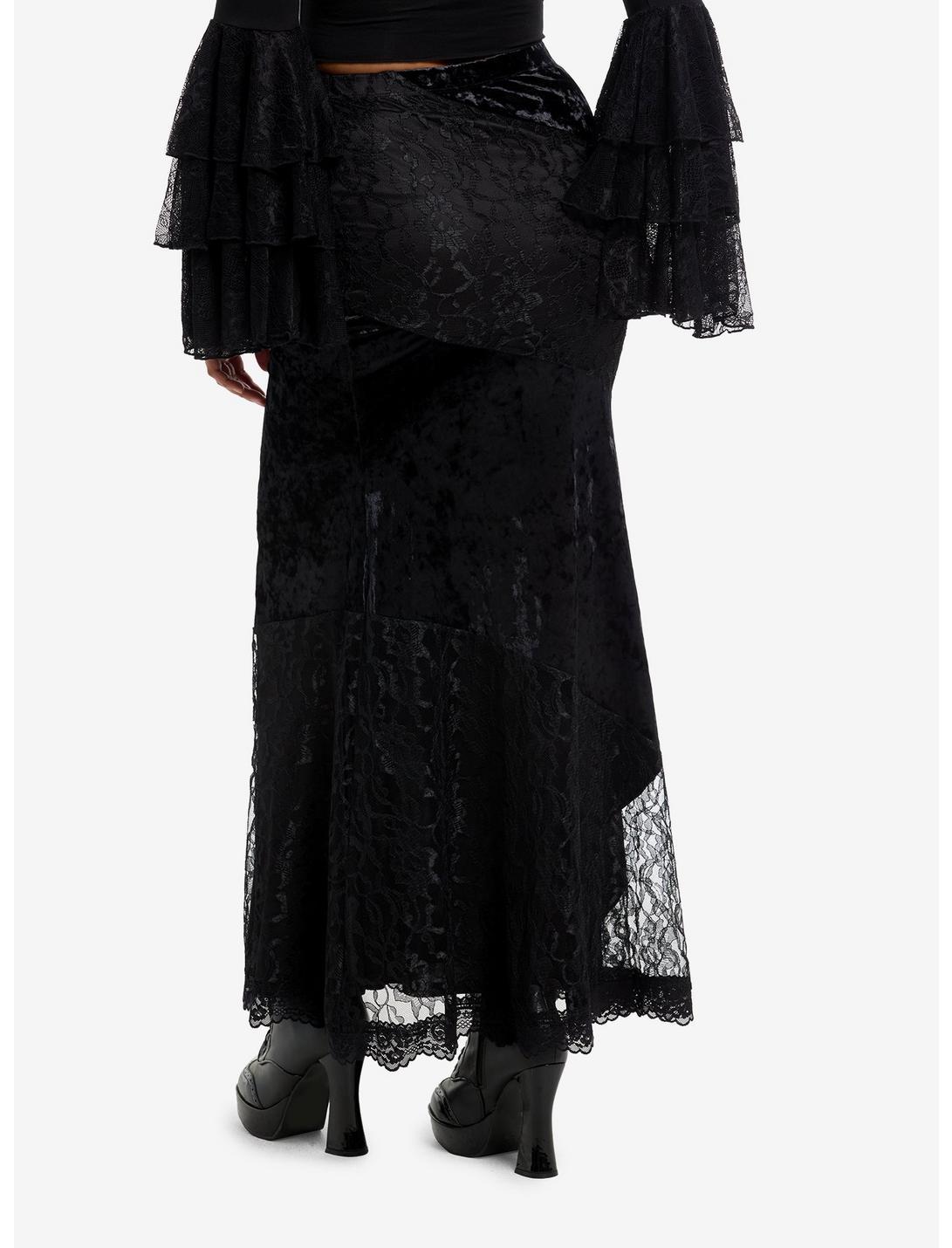 Cosmic Aura Black Lace & Velvet Mermaid Skirt Product Image