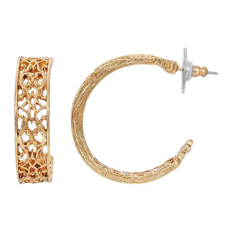 Gemistry 14k Gold Over Sterling Silver Stone Drop Hoop Earrings, Women's, Purple Product Image