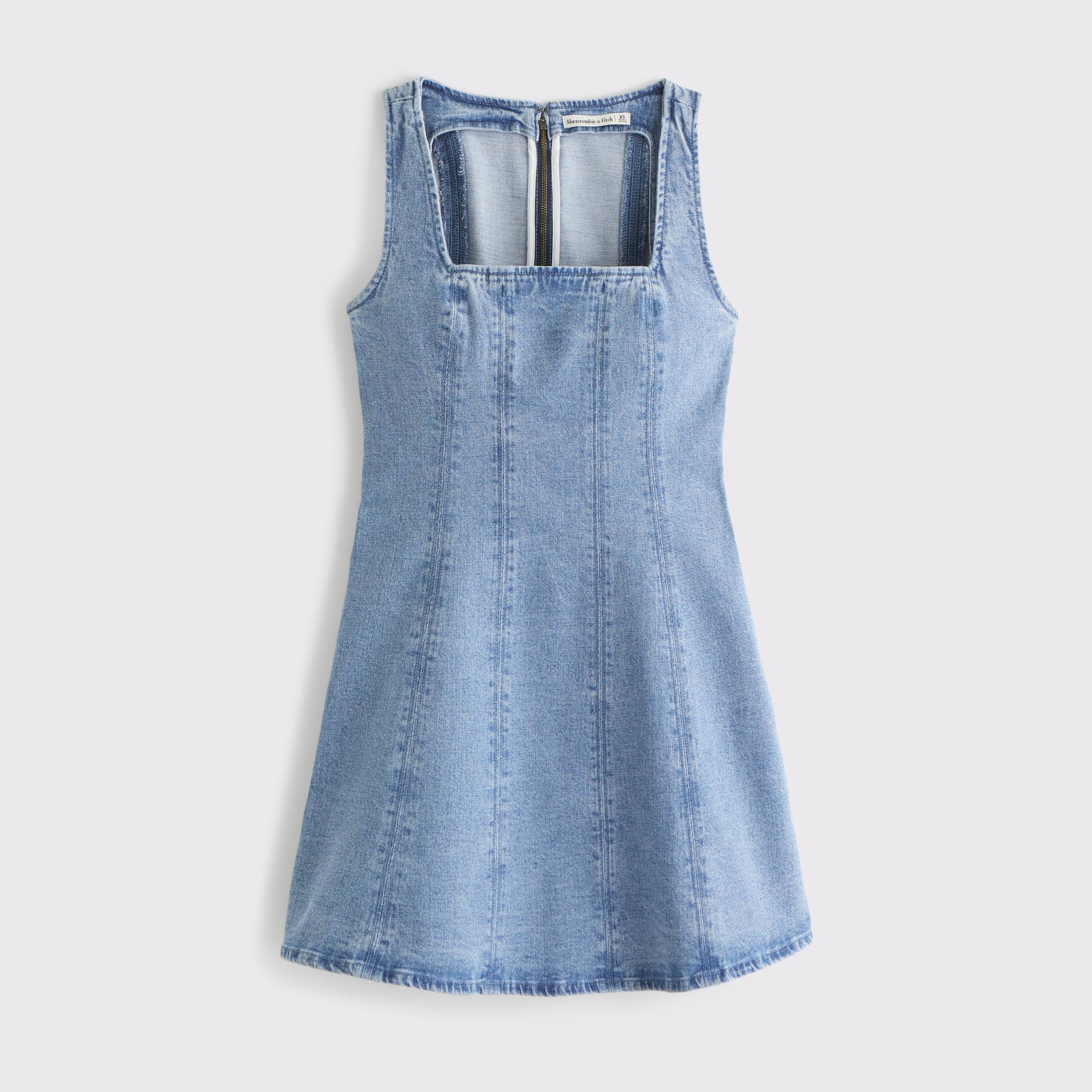 The A&F Mila Squareneck Denim Mini Dress Product Image