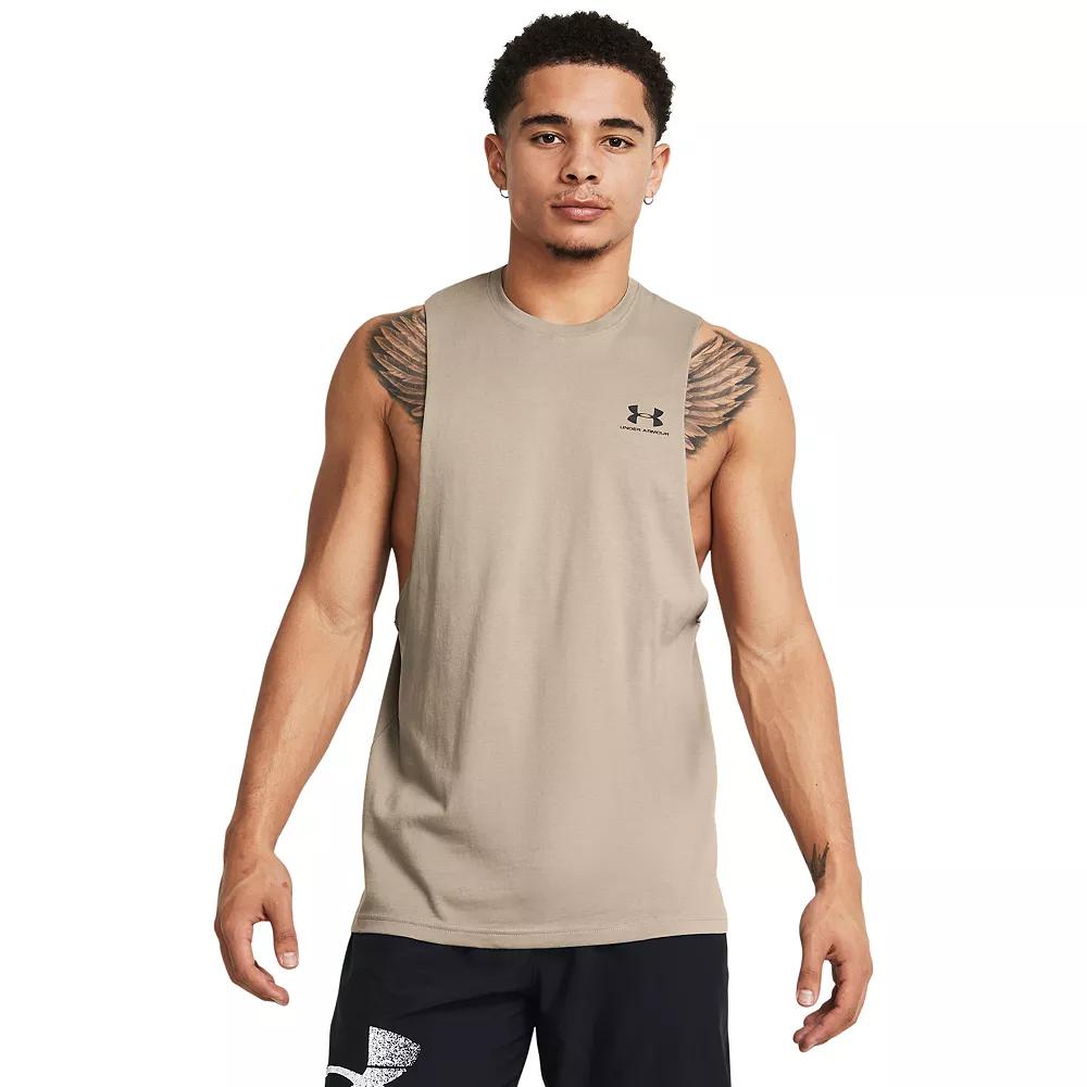 Men's Under Armour Left Chest Cut-Off Tank, Size: XXL, Brown Product Image