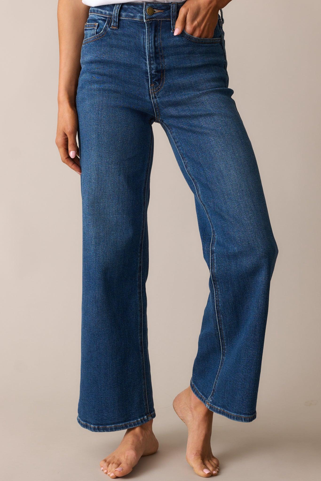 Always First Dark Wash Wide Leg Jeans Product Image