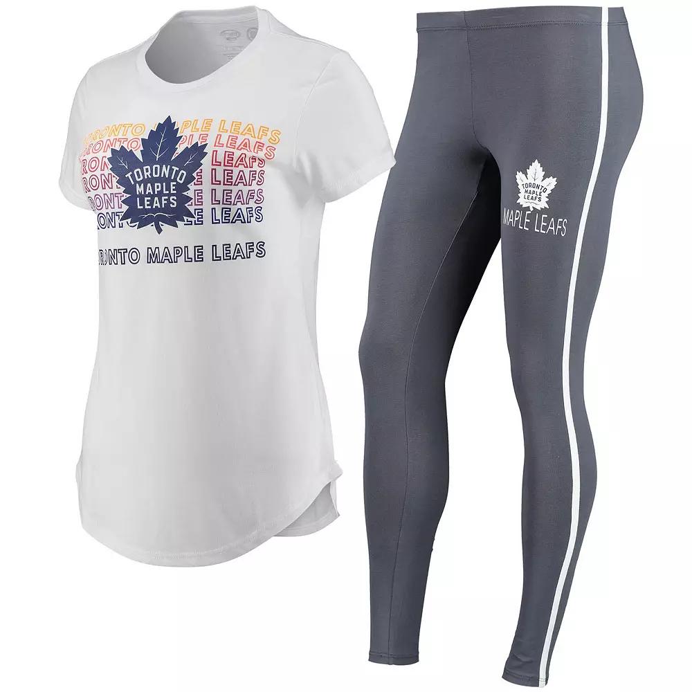 Women's Concepts Sport White/Charcoal Toronto Maple Leafs Sonata T-Shirt & Leggings Set, Size: Small, Mpl White Product Image
