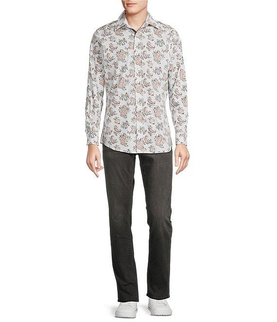Cremieux Premium Denim Small Light Paisley Print Stretch Long Sleeve Woven Shirt Product Image