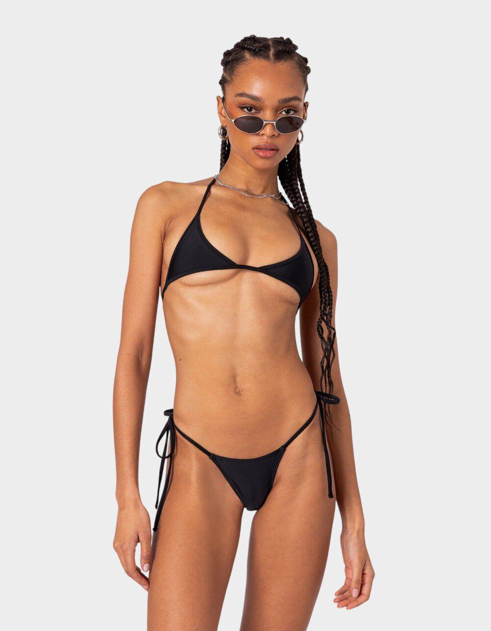 EDIKTED Elora Micro String Bikini Bottom - BLACK Product Image