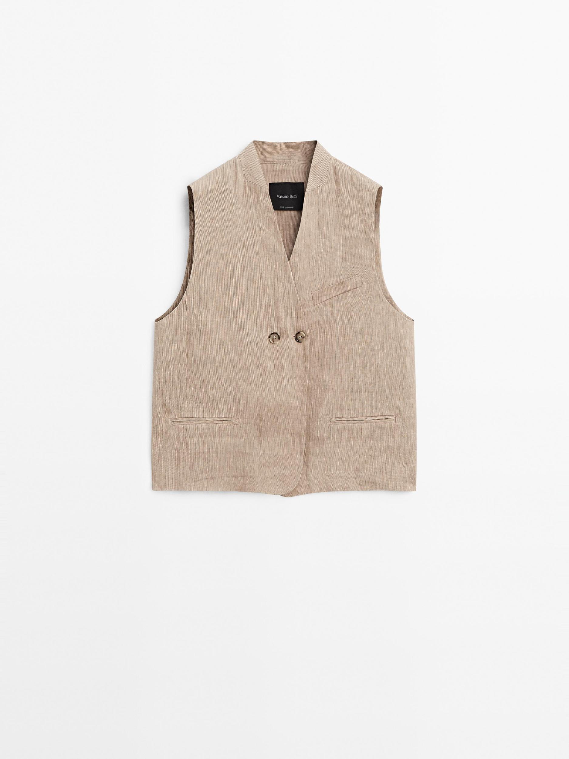 Flowing linen blend suit trousers Product Image