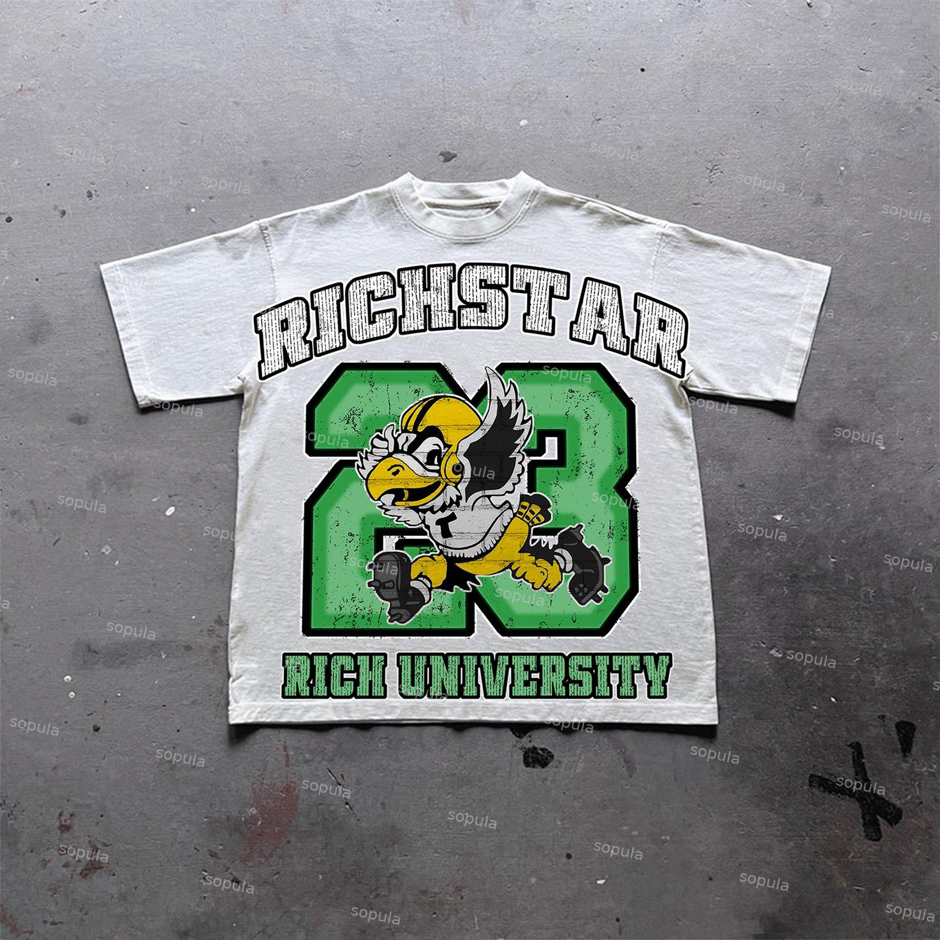 Sopula Vintage Rich Star Graphic Print Cotton T-Shirt Product Image