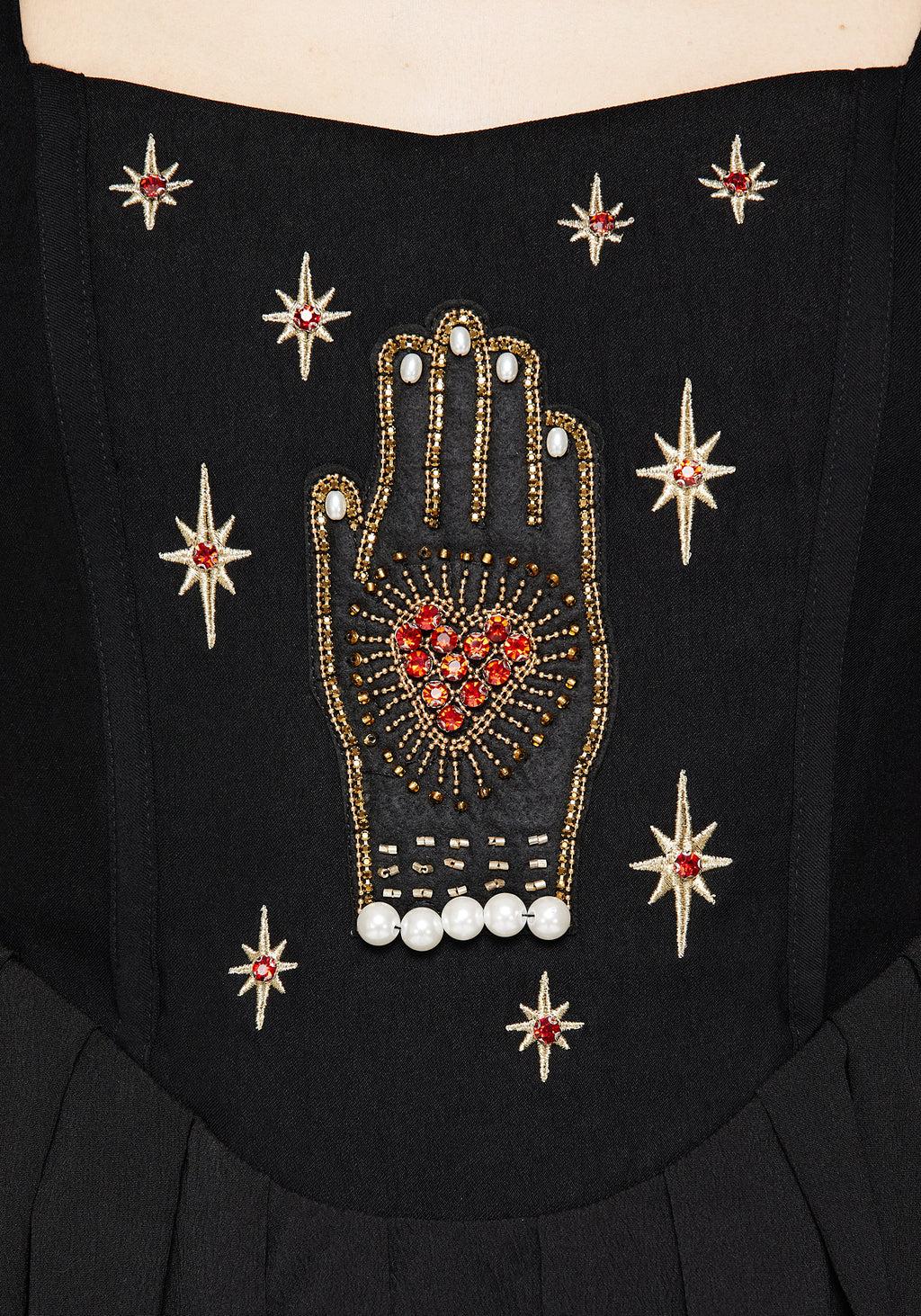 Ingrid Embroidered Applique Corset Mini Dress Product Image