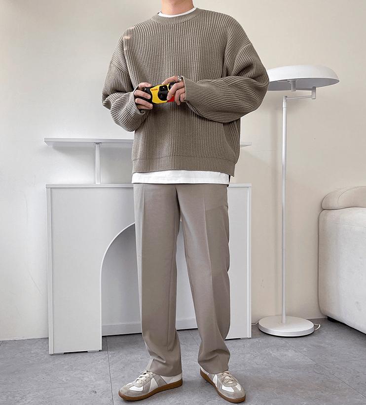 RT No. 6157 KNITTED PULLOVER ROUND NECK SWEATER Product Image