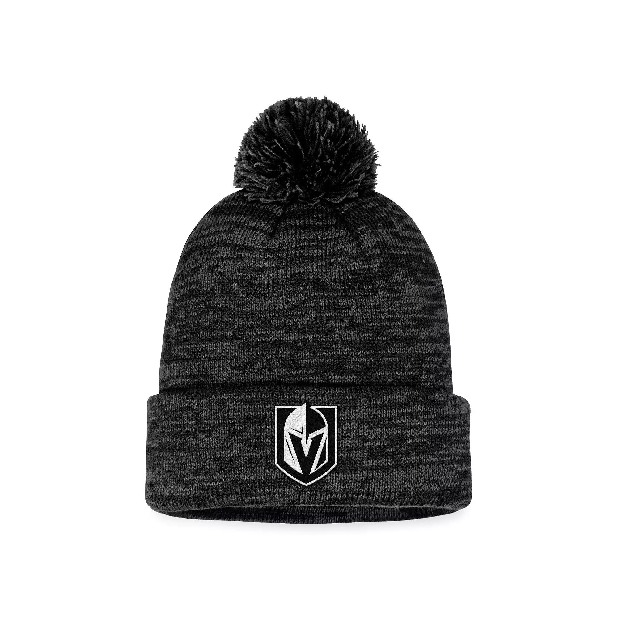 Men's Fanatics Branded Black Vegas Golden Knights Fundamental Cuffed Knit Hat with Pom, Lvk Black Product Image