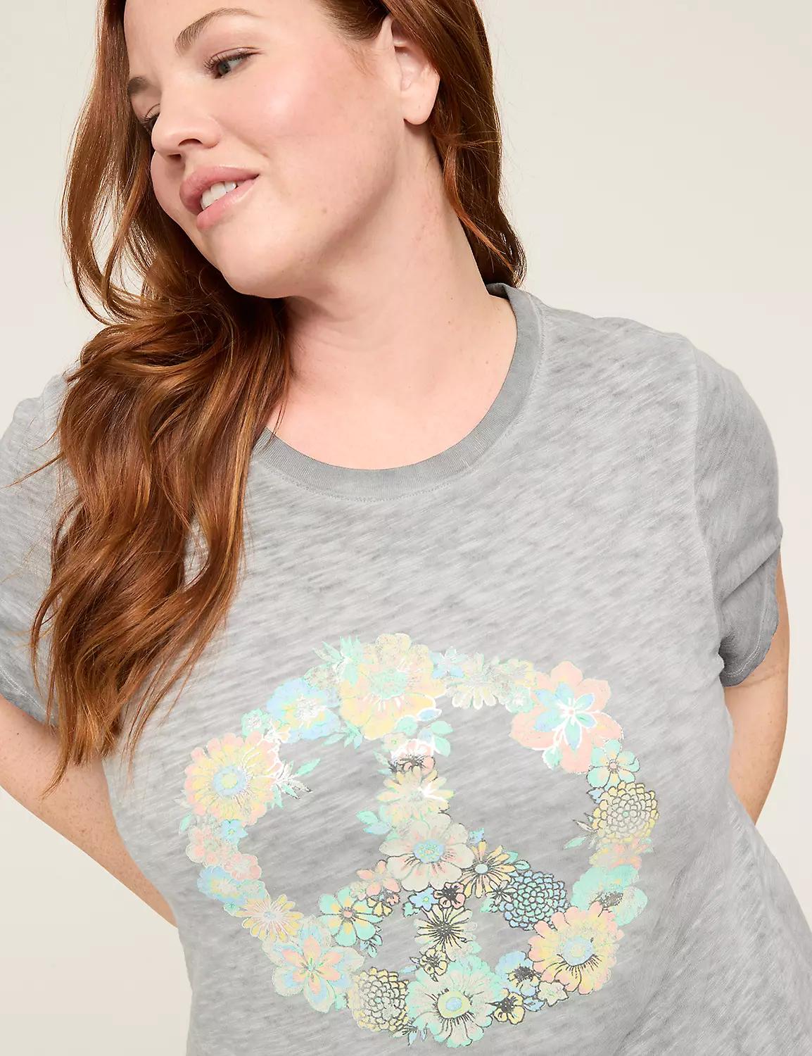 Foiled Flower Peace Graphic Tee Product Image