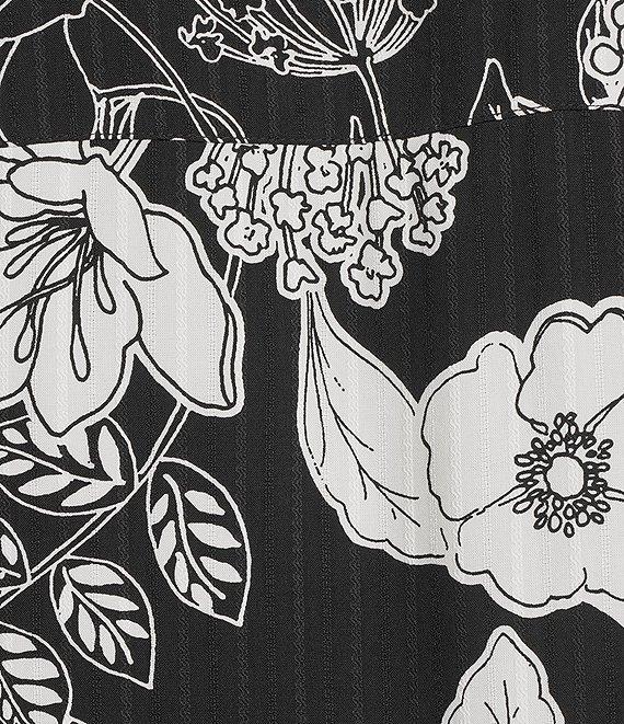 Allison Daley Floral Slope Border Print 3/4 Sleeve Y-Neck Blouse Product Image