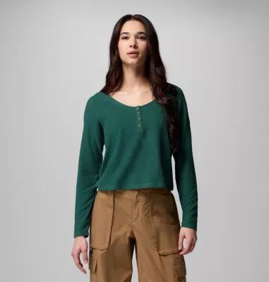 Columbia Womens Brea Falls Grid Henley Long Sleeve Shirt- Product Image