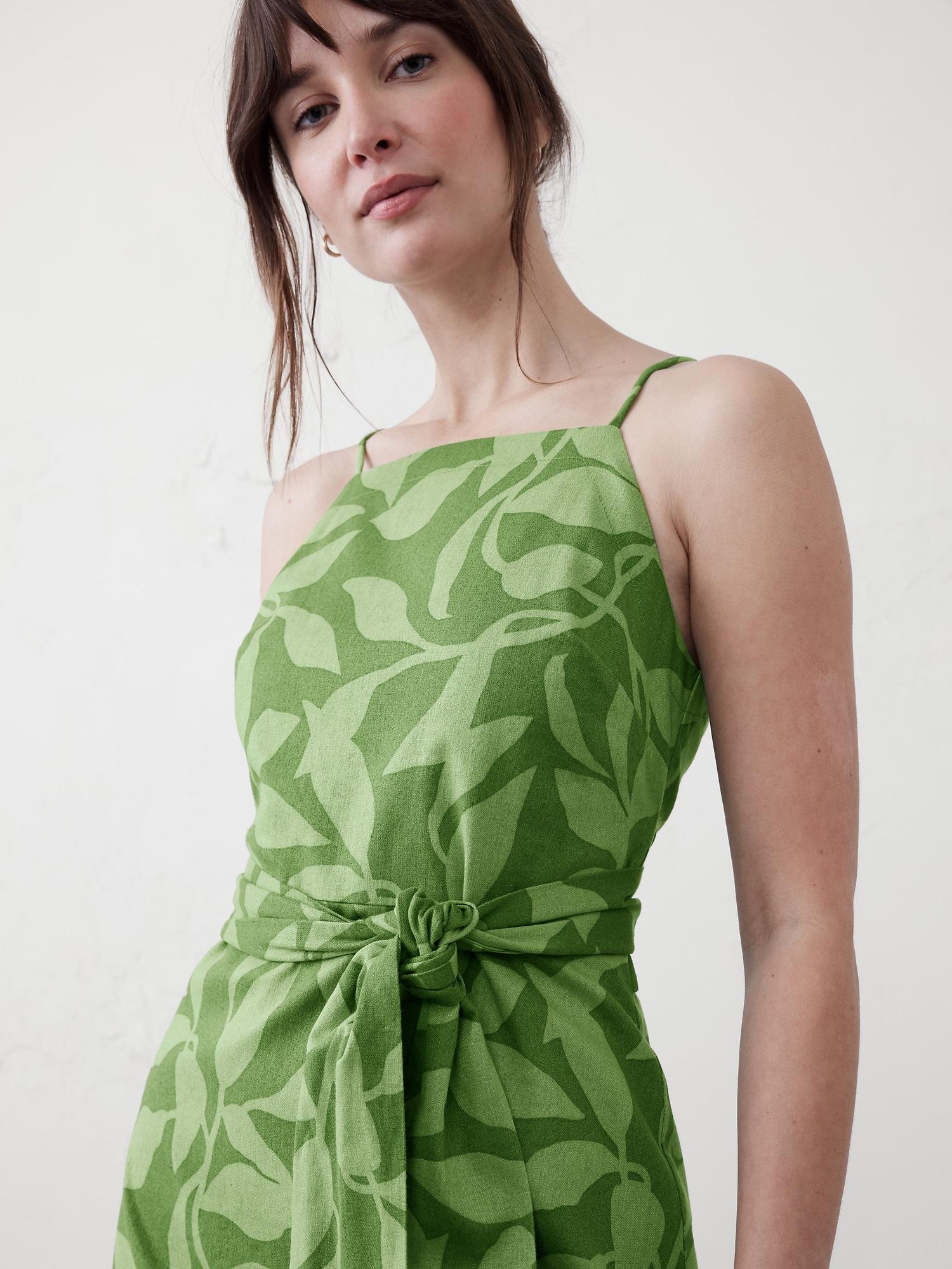 Linen-Blend Open-Back Mini Dress Product Image