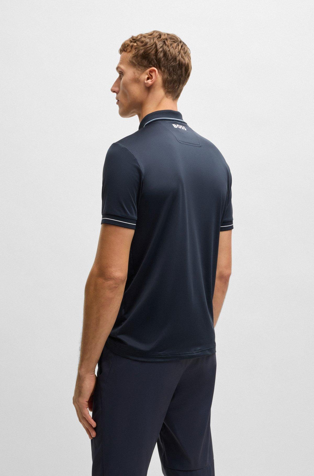 Slim-fit polo shirt with contrast logos Product Image