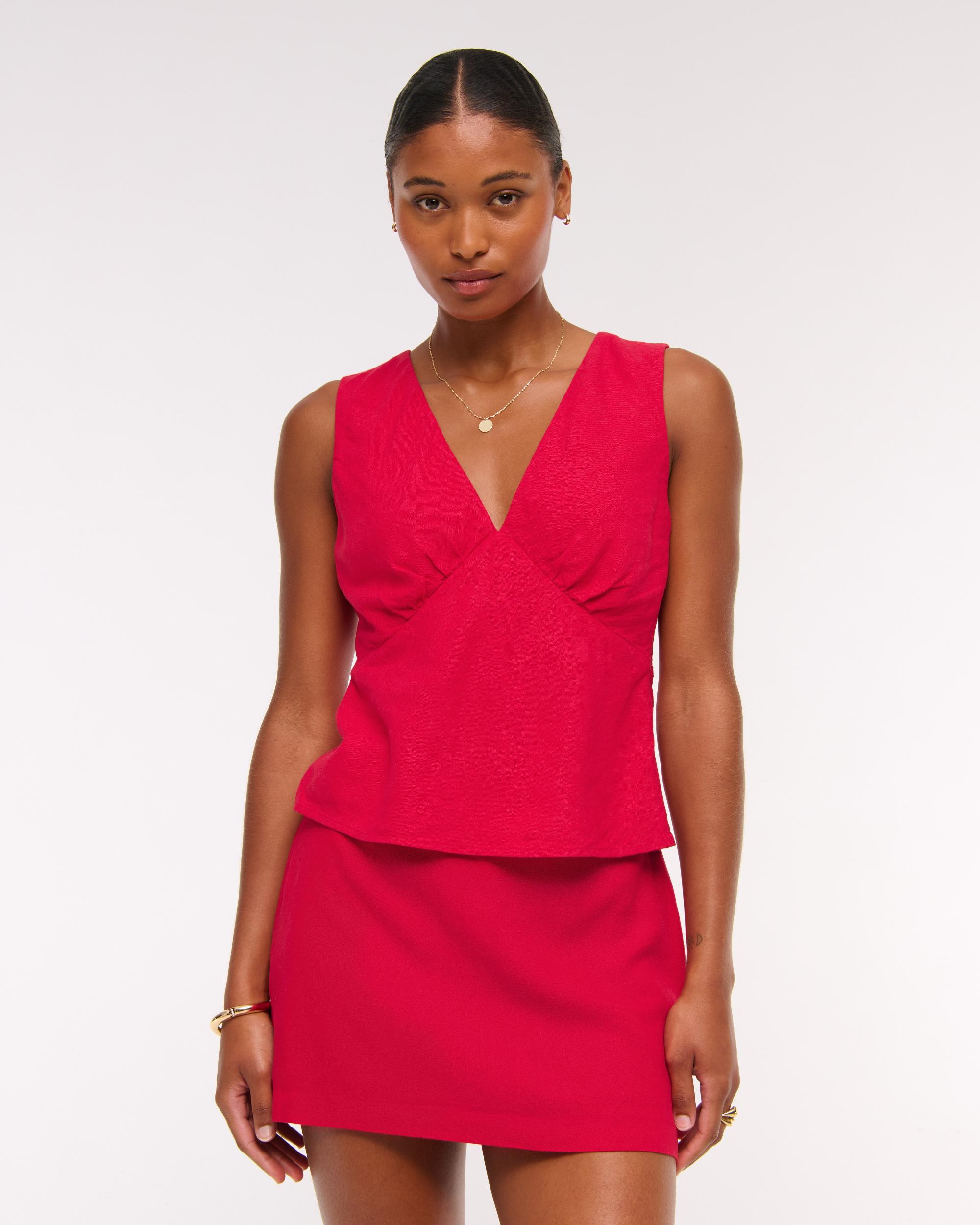 The A&F Scarlett Curve Love Linen-Blend Mini Skort Product Image