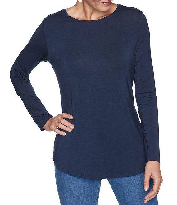Ruby Rd. Knit Jersey 3/4 Sleeve Crew Neck Cotton Blend Shirt Product Image