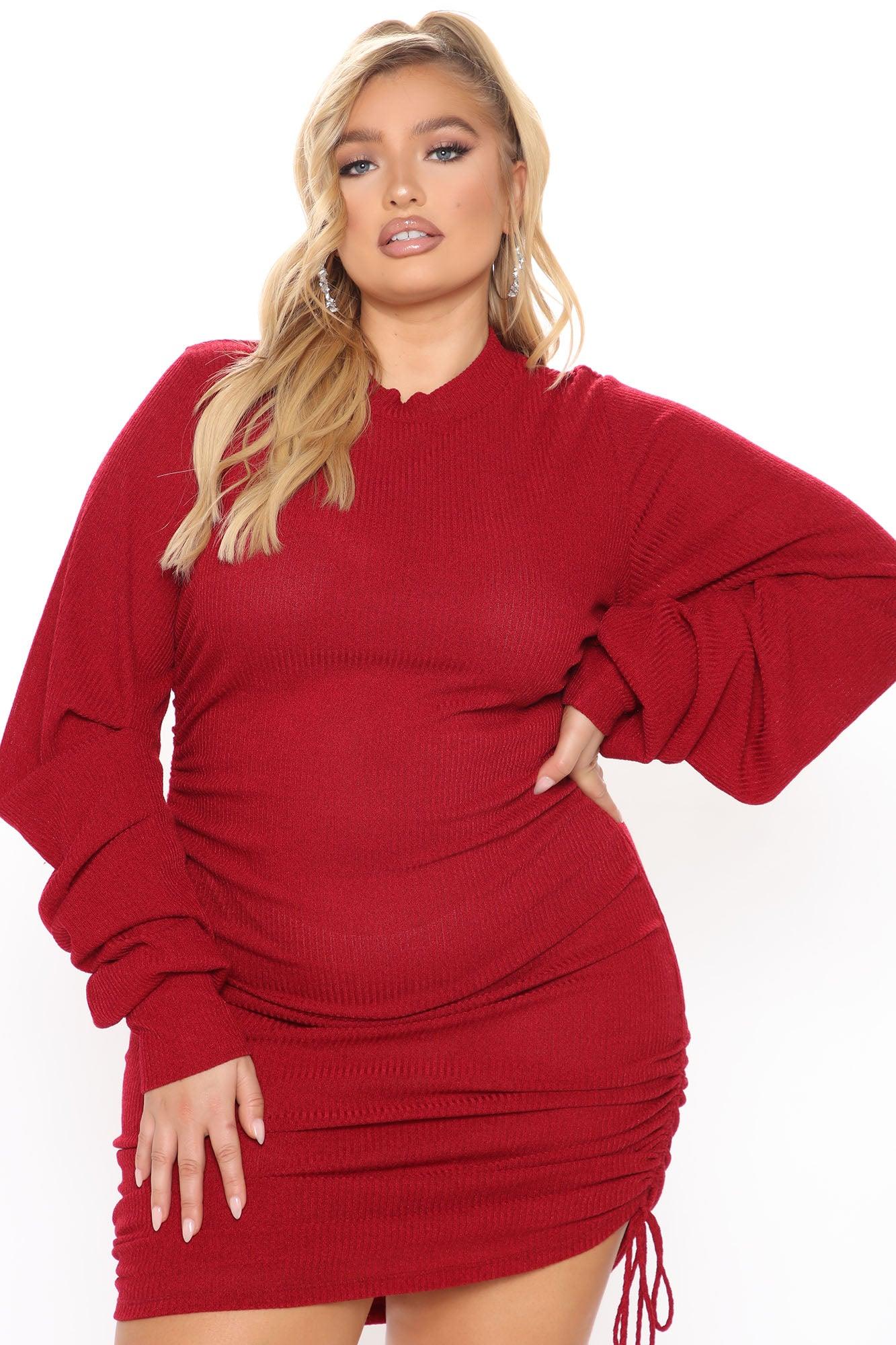 Sweetheart Of Mine Ruched Dress - Burgundy Product Image