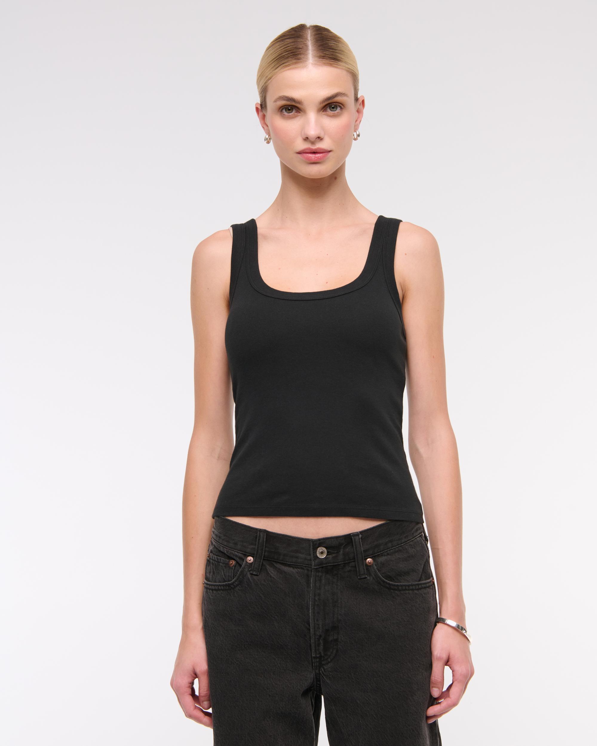 Vintage-Style Rib Tuckable Scoopneck Tank Product Image