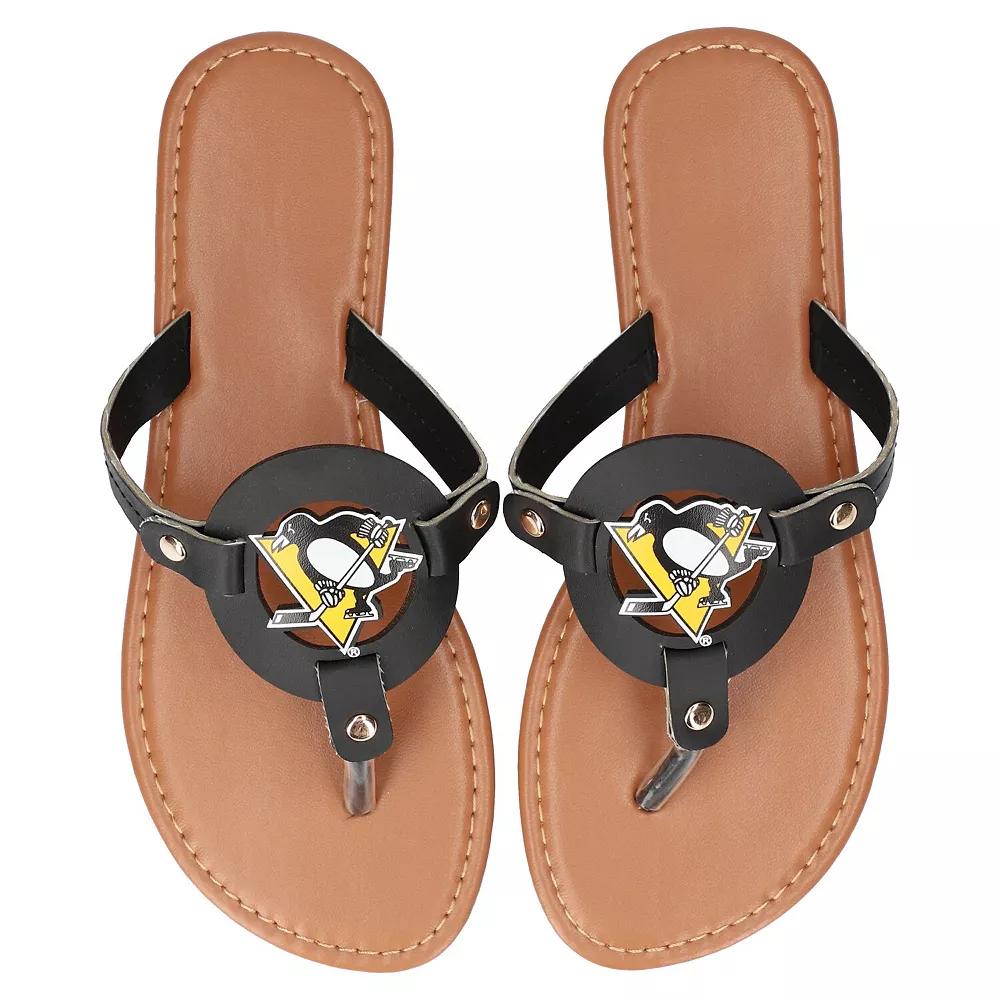 Women's Pittsburgh Penguins Die-Cut Logo Flip Flops, Size: XL, Black Product Image