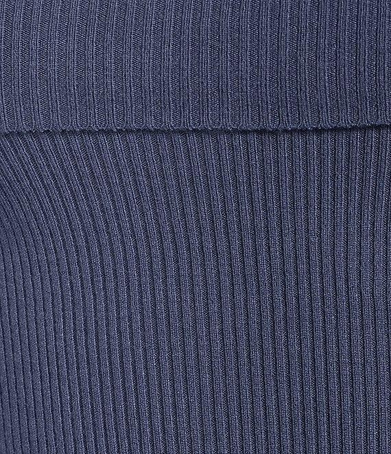 Double Zero Cropped Ribbed Knit Off-The-Shoulder Long Sleeve Top Product Image
