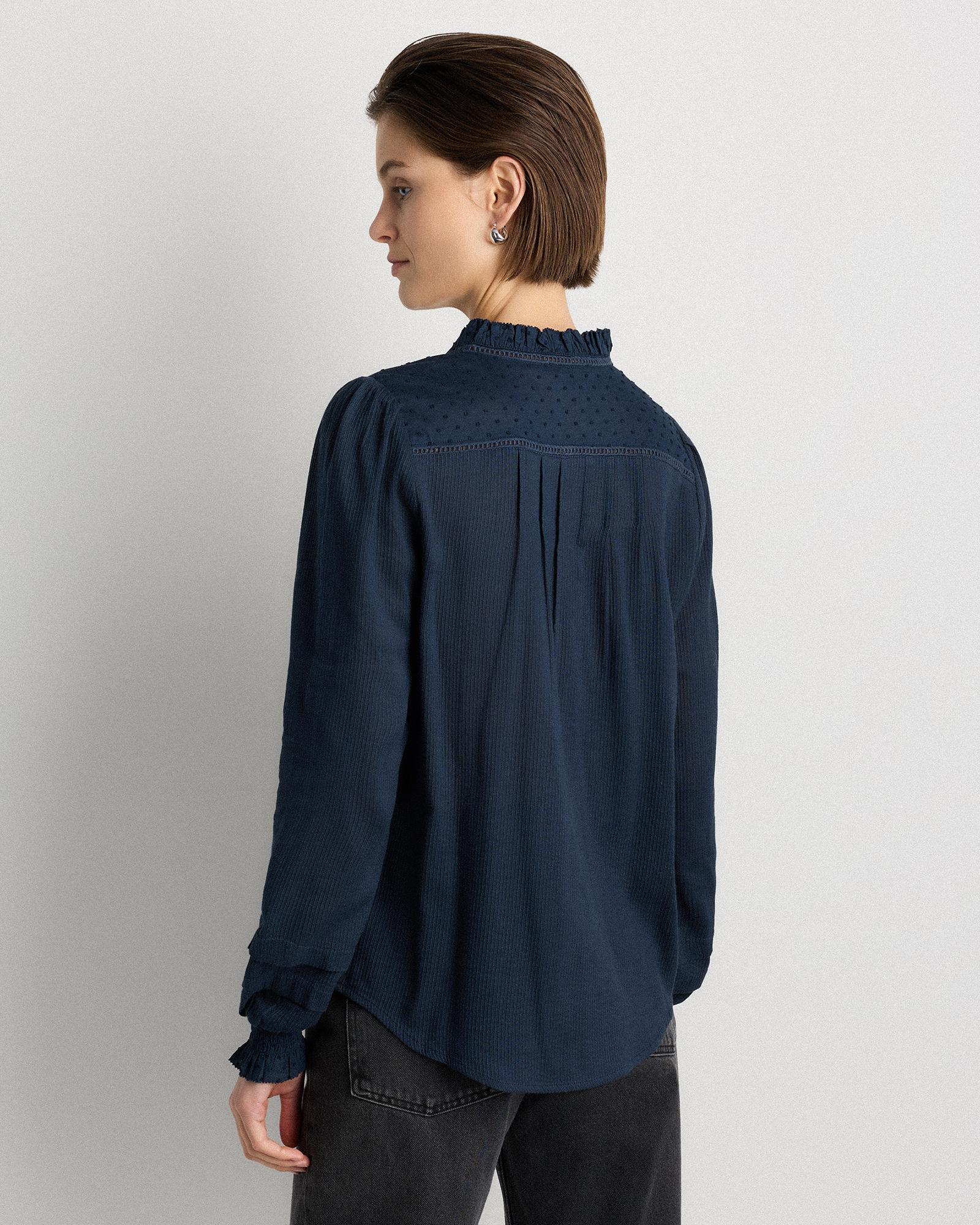 Quince | Women's Organic Textured Cotton Peasant Blouse Organic Cotton Product Image