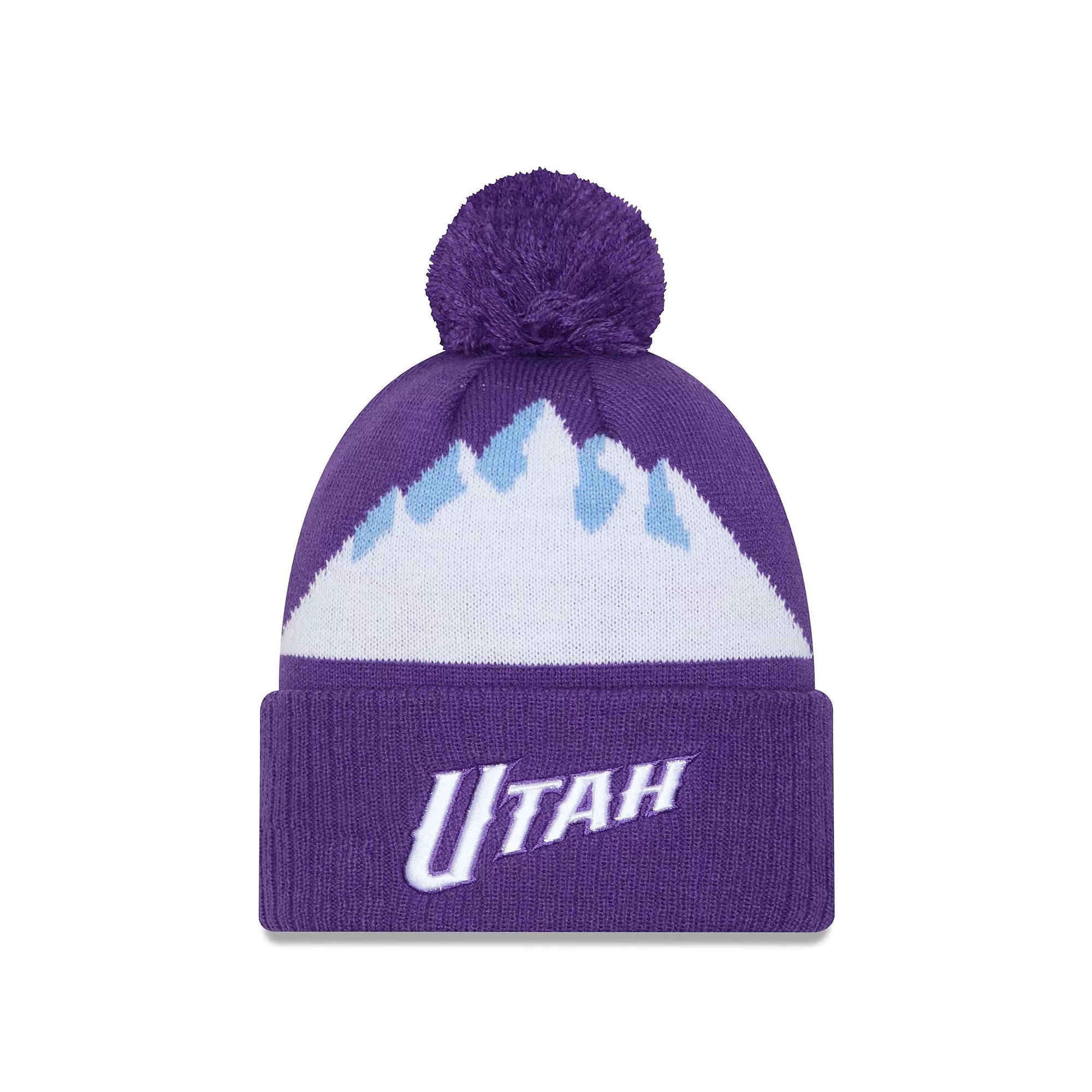 Men's New Era  Purple Utah Jazz 2024/25 City Edition Cuffed Knit Hat with Pom, Jaz Purple Product Image