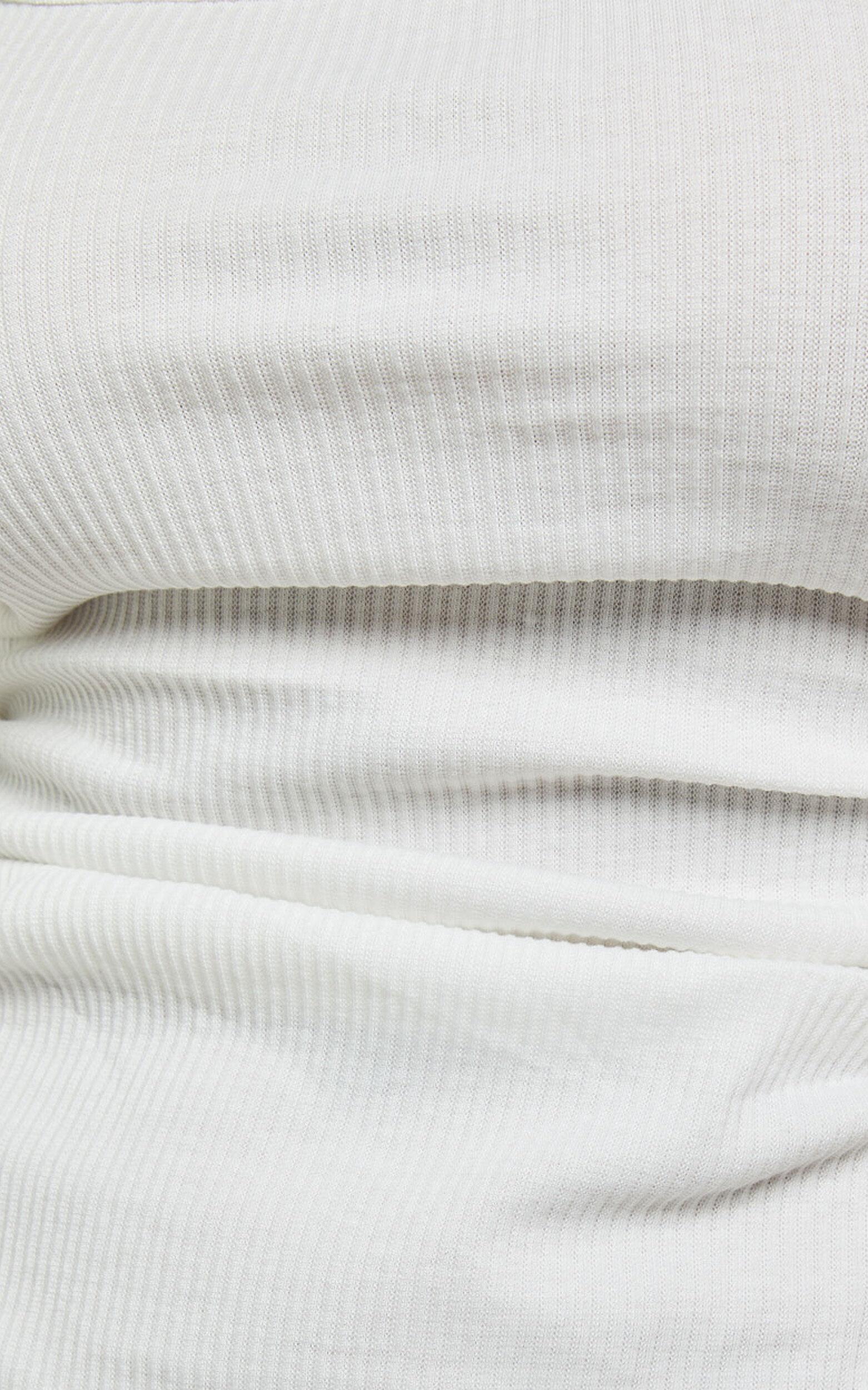 Sarina Midi Dress - Ribbed Scoop Neck Dress in White Product Image