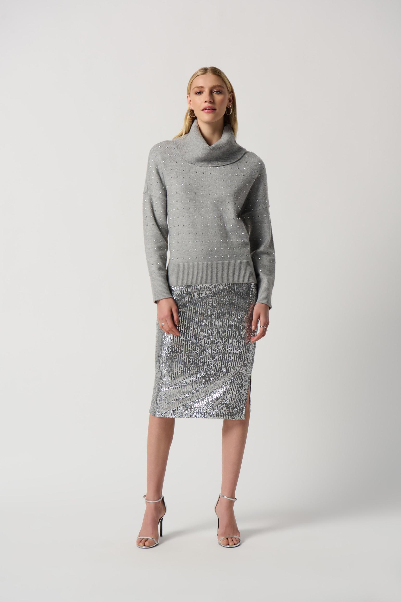 Cowl Neck Sweater- Light Grey Product Image