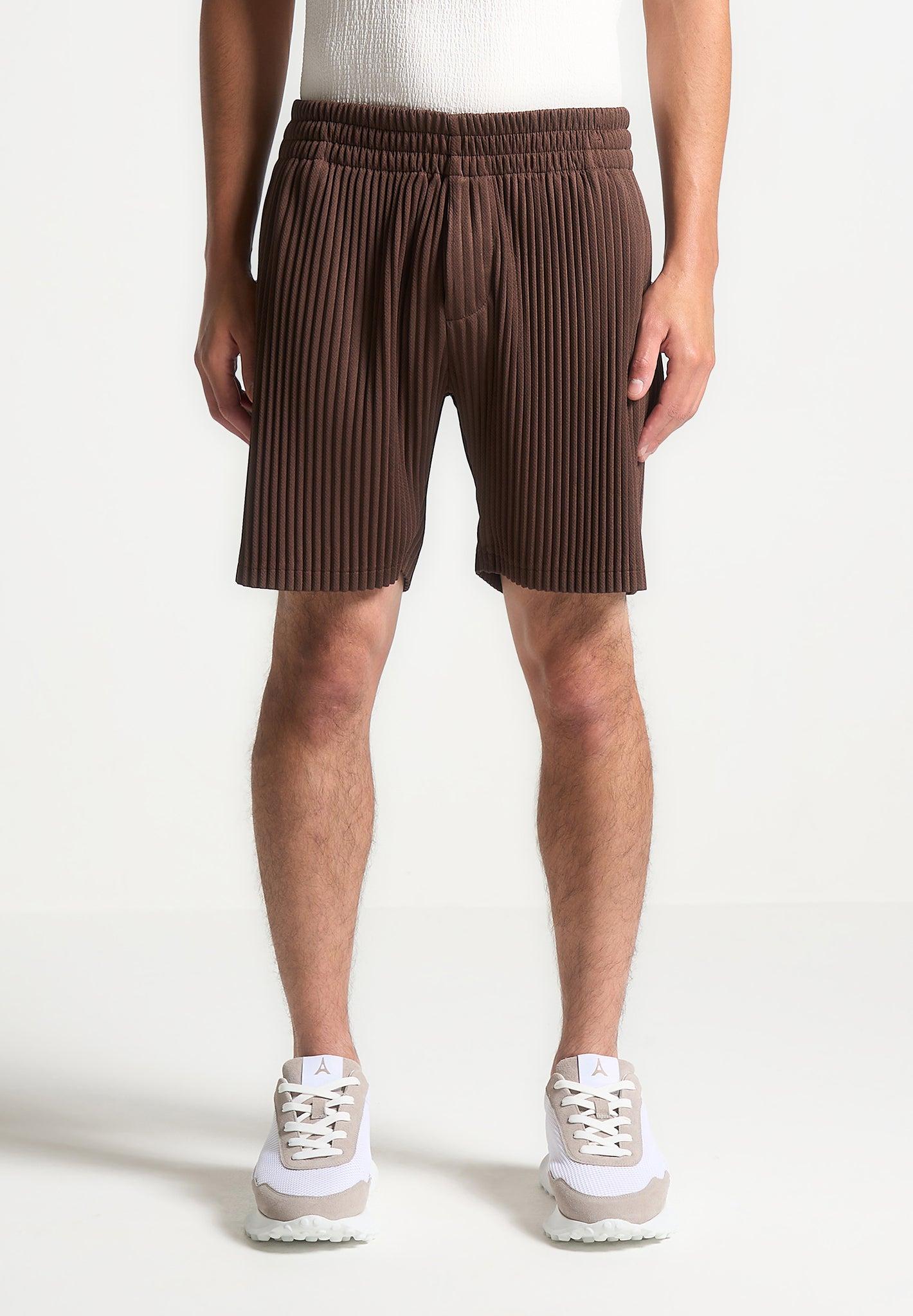 Pleated Shorts - Brown Male Product Image