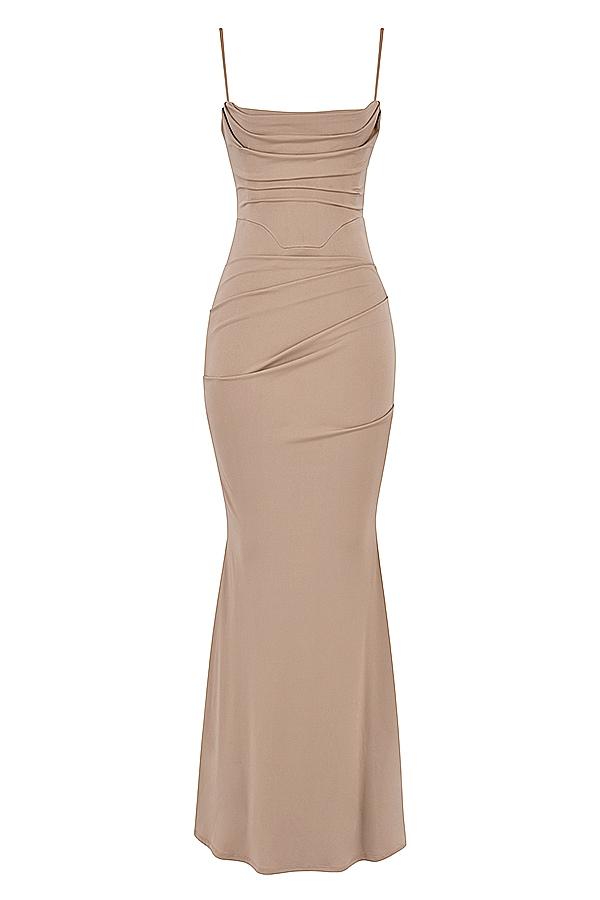 Milena  almond jersey corset maxi dress Product Image