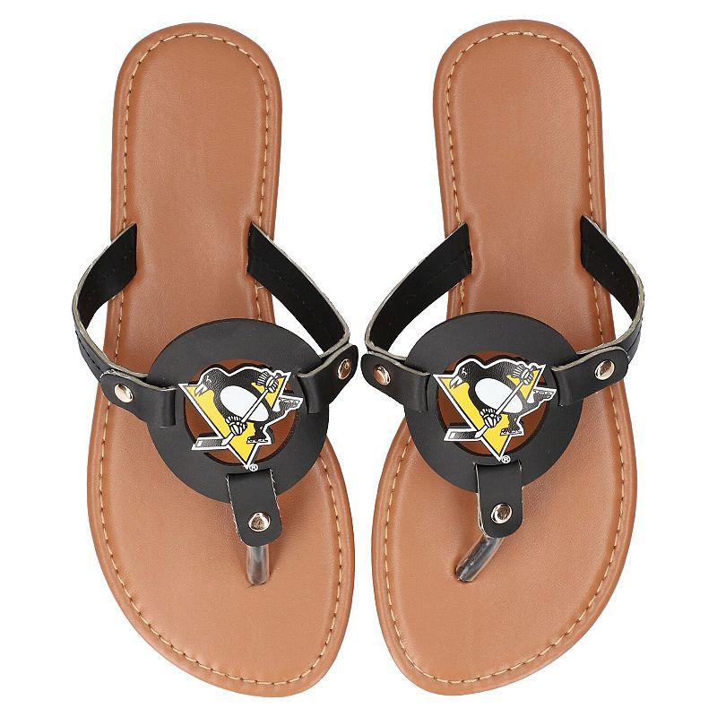 Women's Pittsburgh Penguins Die-Cut Logo Flip Flops, Size: XL, Black Product Image