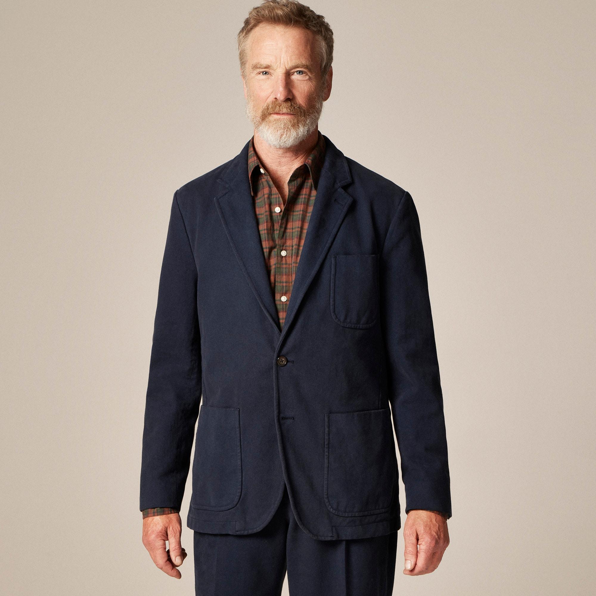 Relaxed-fit suit jacket in garment-dyed Italian cotton twill Product Image