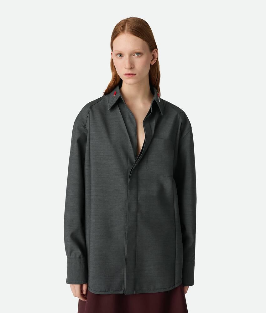 Women's Light Wool Shirt in Dark grey melange Product Image