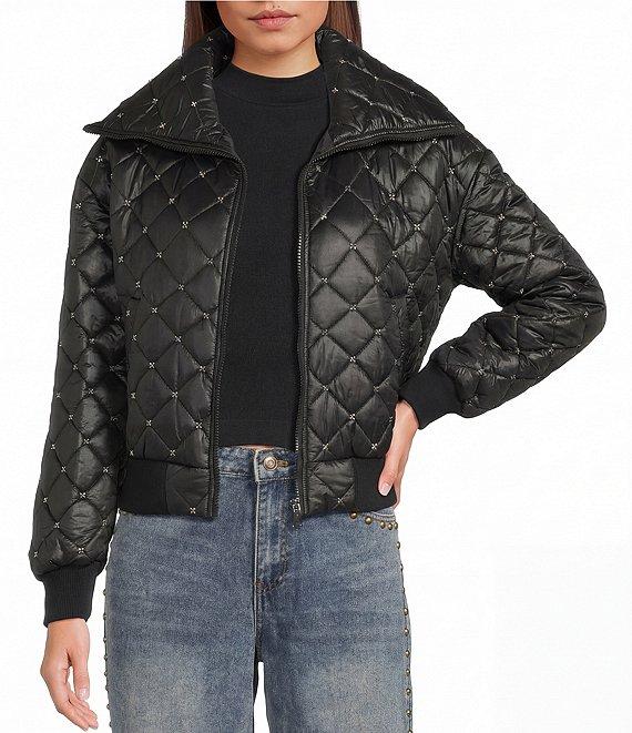 C&V Chelsea & Violet Zip Up Front Beaded Quilted Puffer Jacket Product Image