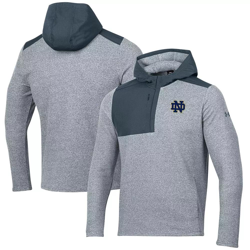 Men's Under Armour Gray Notre Dame Fighting Irish Survivor Fleece Hoodie Quarter-Zip Jacket, Size: Medium, Grey Product Image