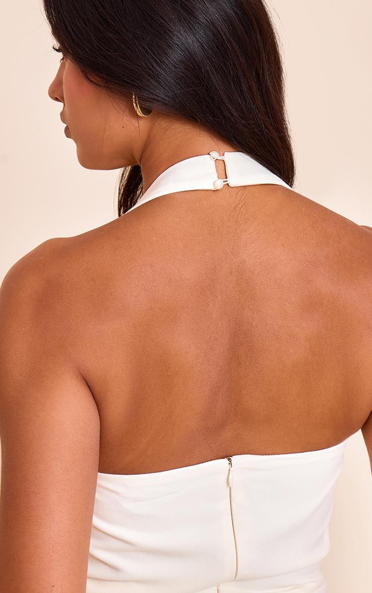 Butter Yellow Premium Woven Halter Neck Wide Leg Jumpsuit Product Image