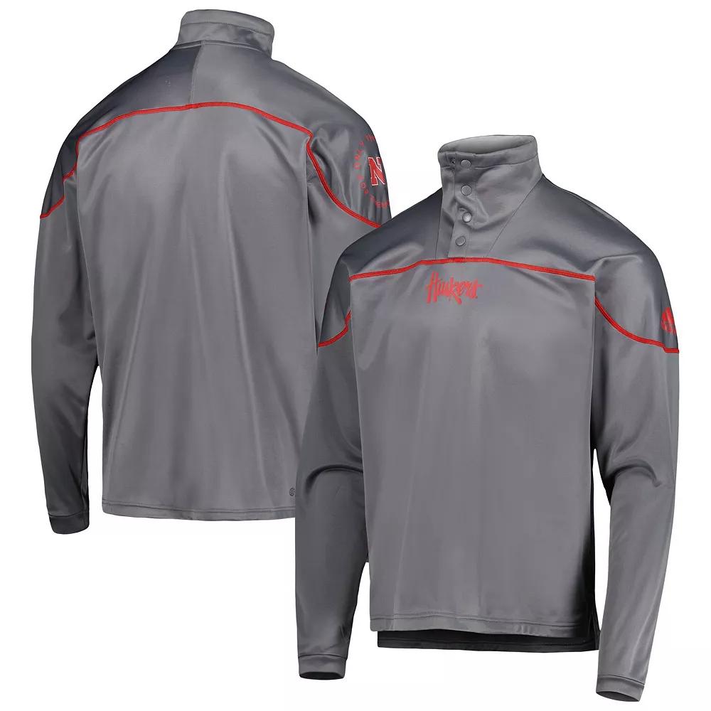 Men's adidas Gray Nebraska Huskers AEROREADY Knit Quarter-Snap Jacket,  Product Image