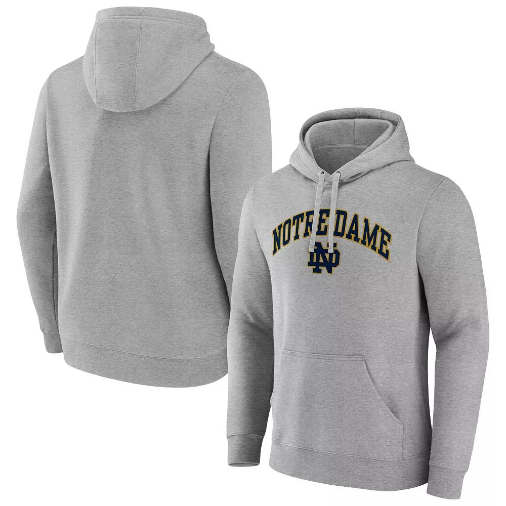 Men's Fanatics  Gray Notre Dame Fighting Irish Arched Logo Fleece Pullover Hoodie, Size: Medium, Grey Product Image