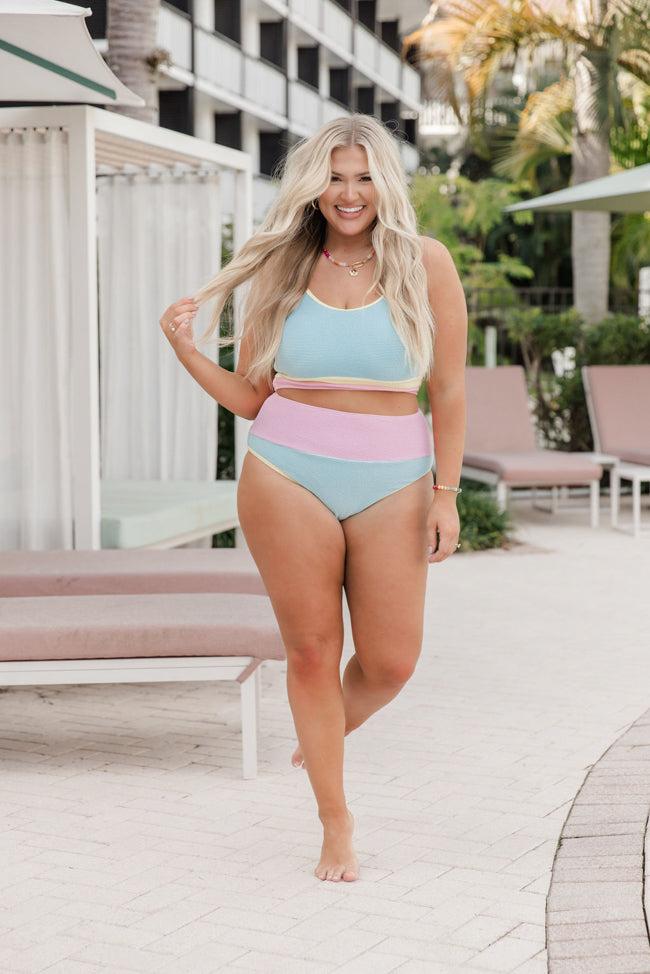 Do Not Disturb Blue Color Block Bikini Bottoms FINAL SALE Product Image