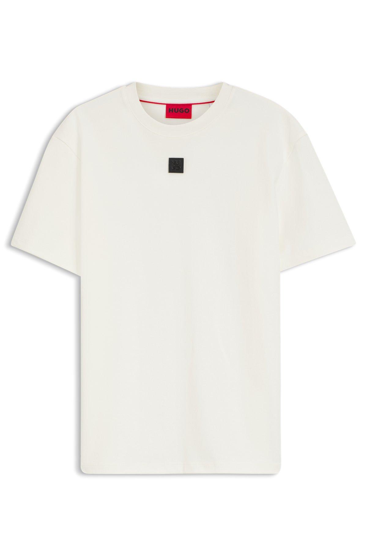 Interlock-cotton T-shirt with metallic stacked-logo badge Product Image